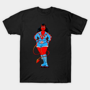 Hell on Wheels Curvy Roller Derby Rockabilly Devil Girl Pinup T-Shirt